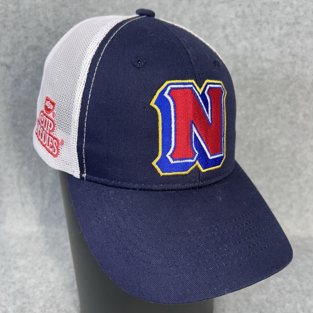 N Logo Mens Navy Nissin Cup Noodles Trucker Hat Snapback Mesh OSFM
